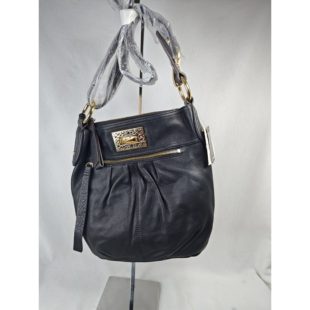 B.‎ Makowsky Jamie Convertible Shoulder Bag Leather Black Hobo Purse NWT BM22405
